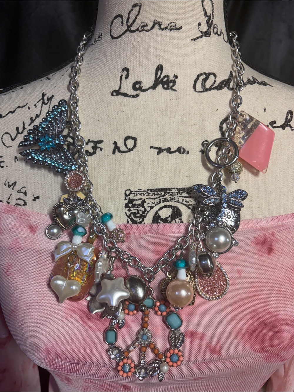 OOAK Vintage Assemblage Maximalist Charm Cluster Necklace | Wearable Art